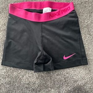 Nike Black and Pink Athletic Shorts with Compression Fit